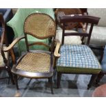 19th century mahogany bar back chair and a cane seated and backed chair (2)