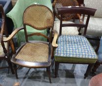 19th century mahogany bar back chair and a cane seated and backed chair (2)