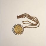 Victorian gold sovereign, 1897, mounted as a penda