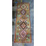 Vegetable dye wool choli kelim runner, 190cm x 63cm