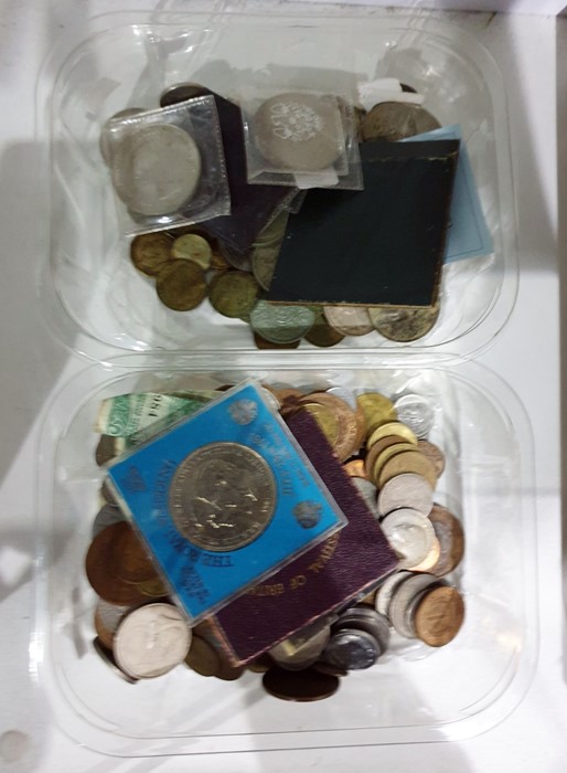 Two tubs of assorted British and Foreign currency