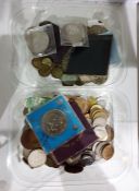 Two tubs of assorted British and Foreign currency