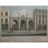 Quantity of framed prints including a view of the Arcadian Entrance to Newmarket House,
