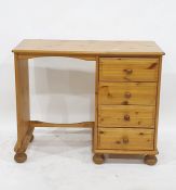 20th century oak nest of two coffee tables and a 20th century pine dressing table with four drawers,