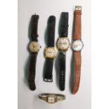 Gent's vintage Oris stainless steel wristwatch with leather strap, luminous hands, two gent's