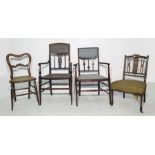 Four assorted chairs to include early 20th century chair in the Art Nouveau taste (4)