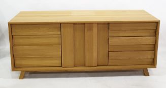 20th century oak sideboard with two cupboard doors and three drawers, 170.5cm x 72.5cm