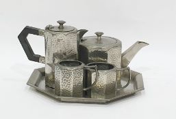 Argent pewter 735 tea set comprising teapot, hot water pot, sugar bowl, cream jug and tray