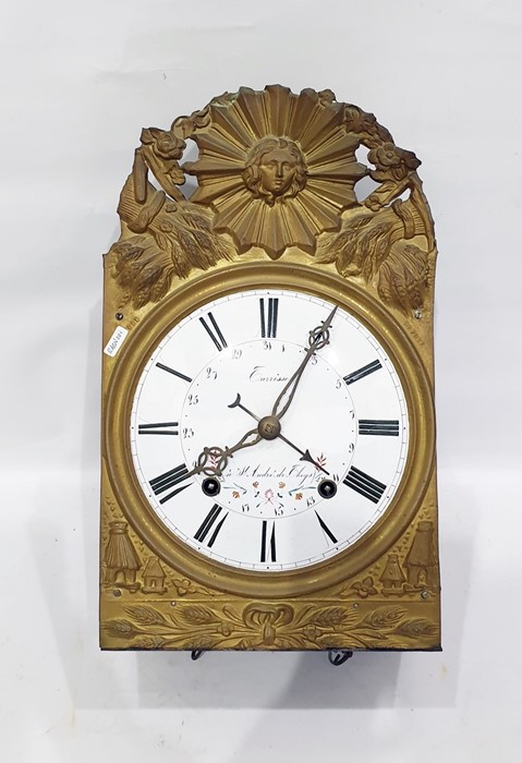 19th century chiming clock, with gilt brass case,