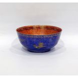 Wedgwood lustre bowl in the style of Daisy Makeig-Jones, of circular form, with blue exterior and