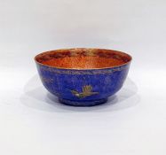 Wedgwood lustre bowl in the style of Daisy Makeig-Jones, of circular form, with blue exterior and