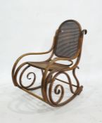 After Thonet cane-seated and backed bentwood rocking chair