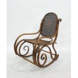 After Thonet cane-seated and backed bentwood rocking chair