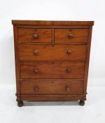 19th century satin walnut chest of two short over three long drawers, 94.5cm x 112.5cm
