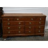 20th century yew chest of drawers, the rectangular