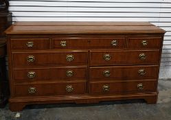 20th century yew chest of drawers, the rectangular