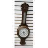 20th century oak-cased banjo-type barometer by Walker & Hall