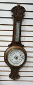 20th century oak-cased banjo-type barometer by Walker & Hall