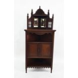 Late 19th/early 20th century corner stand, the mirrored superstructure above two cupboard doors