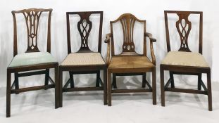 Five assorted chairs including Georgian oak-framed country style carver chair with rush seat (5)