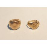 9ct gold signet ring, 3g, ring size G approx and a