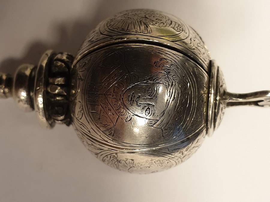 Silver pomander, circa 1600, unmarked, of globe fo - Image 5 of 13