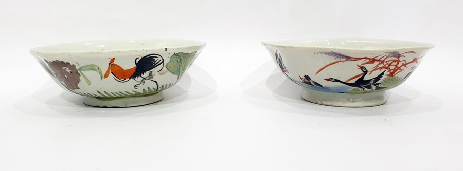 Pair Chinese porcelain bowls, each slightly octago