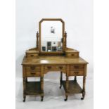 Early 20th century ash dressing table with central