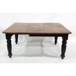 Victorian mahogany extending dining table, the rectangular top with moulded edge and canted corners,