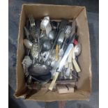 Quantity of silver plated and other cutlery including two large ladles etc