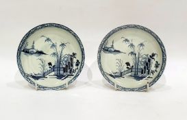 Pair Chinese porcelain saucers decorated in underg