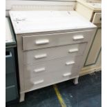 White painted chest of four long drawers, 72cm x 88cm