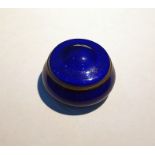 Norwegian silver and blue enamel cachou pot and co
