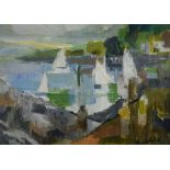Basil Nubel (1923-1981) Oil on panel  "Study - Watching the Yachts, Salcombe", signed lower right,