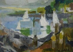 Basil Nubel (1923-1981) Oil on panel  "Study - Watching the Yachts, Salcombe", signed lower right,