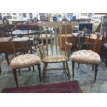 Pair of 19th century walnut framed side chairs, together with a 20th century rocking chair (3)