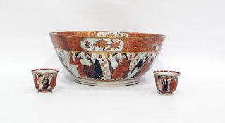 Japanese porcelain punchbowl decorated numerous fi