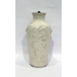 Japanese pottery vase, undecorated and having pane