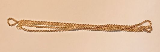 9ct gold rope-twist pattern chain-link necklace, approx 13g