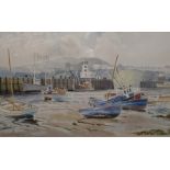 Edward H Simpson (1901-1989) Watercolour Harbour scene, signed lower left, 32.5cm x 52.5cm  Print