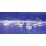 Lotus Flower Crystal Candleholder plus 6 glass tumblers inscribed "ARMcDG"