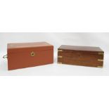 19th century mahogany and brass-bound writing slope and a painted box with brass handles and