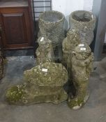 Pair of composite stone owl bodied planters and fo