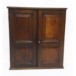 19th century wall-hanging cabinet, the two panelled door opening to reveal shelves, 84.5cm x 93.5cm