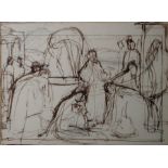 Attributed to Sir Walter Thomas Monnington (1902-1976) Ink study Various figures, unsigned, bears