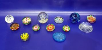 13 assorted paperweights to include Caithness, High-Seas, etc