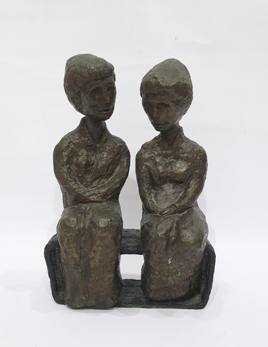 Dorin Kern limited edition bronze, 8/12, figures seated upon bench, signed verso, bears foundry