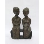 Dorin Kern limited edition bronze, 8/12, figures seated upon bench, signed verso, bears foundry