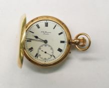 Gent's 18ct gold hunter pocket watch by J W Benson