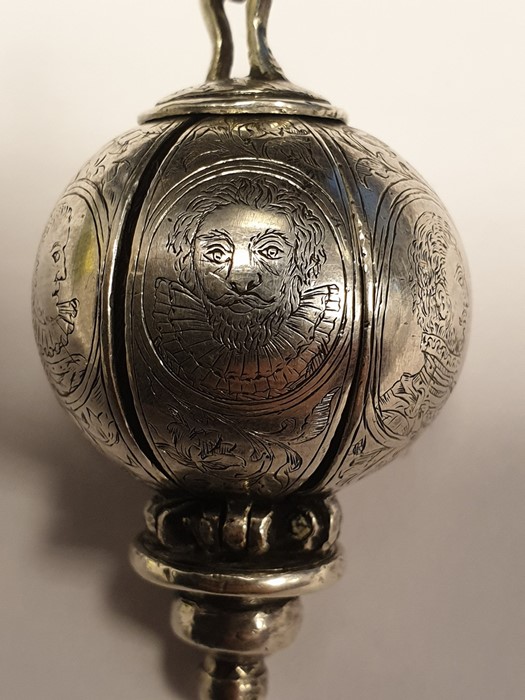 Silver pomander, circa 1600, unmarked, of globe fo - Image 9 of 13